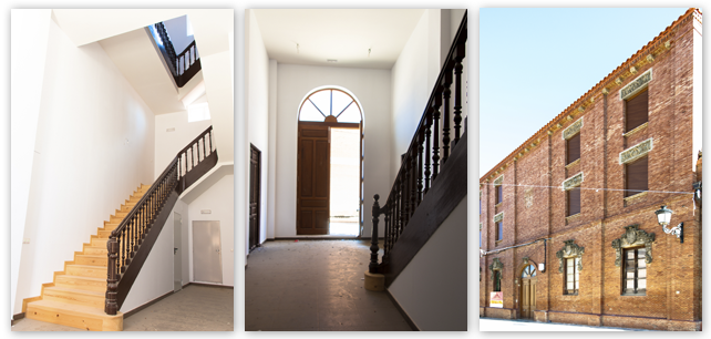 Fachada e interiores del edificio de antiguas viviendas de maestros en Becerril, Palencia. Pavisa Contratas S.L.